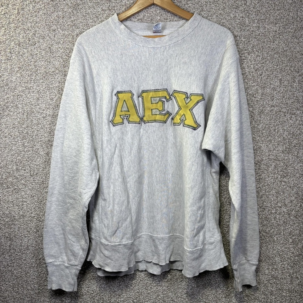 Vintage Soffe Sweatshirt Mens XL Gray‎ AEX Frat Greek Crewneck Fleece USA 90s